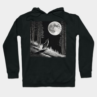 gray wolf with moon Hoodie